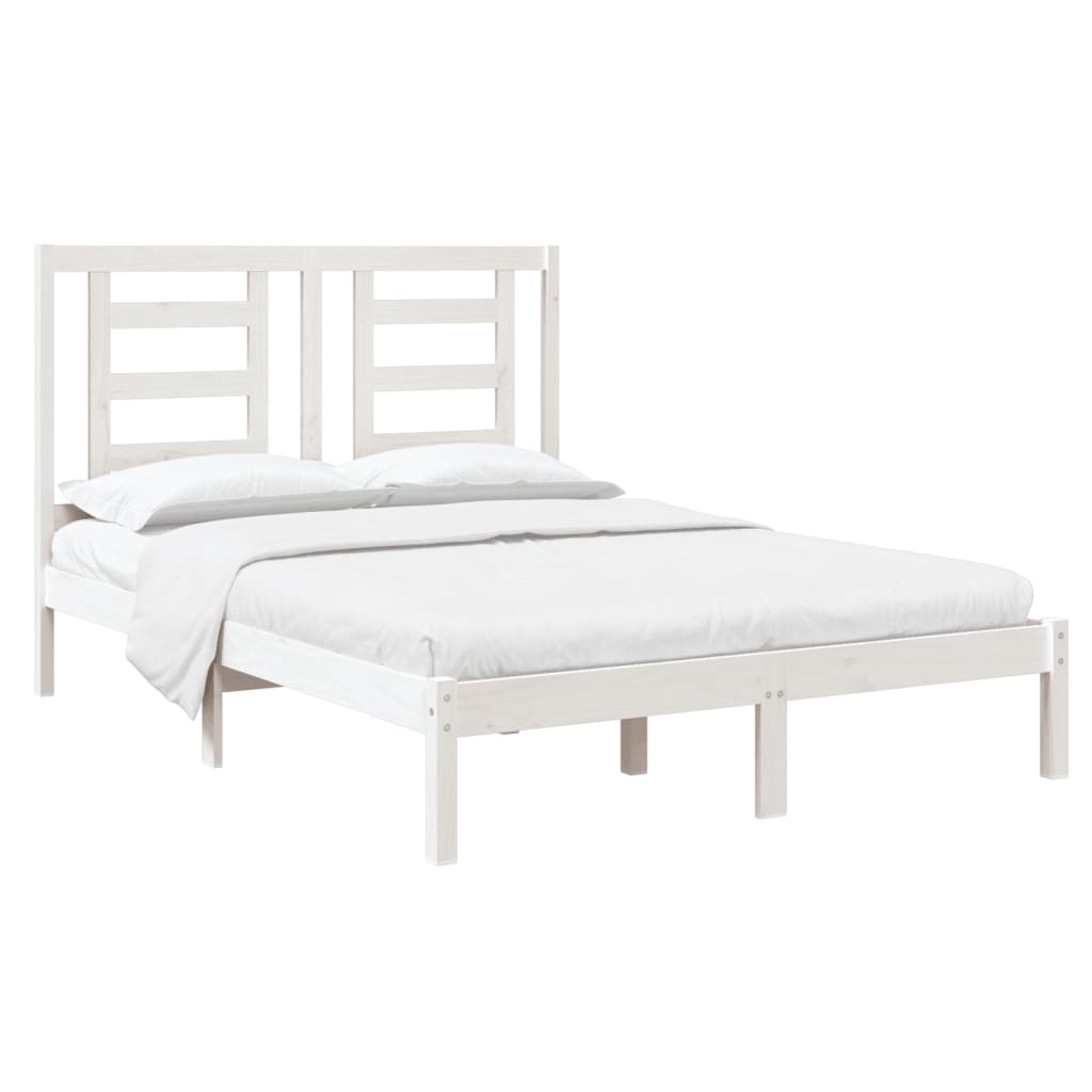 

vidaXL Bedframe massief hout wit 120x190 cm 4FT Small Double