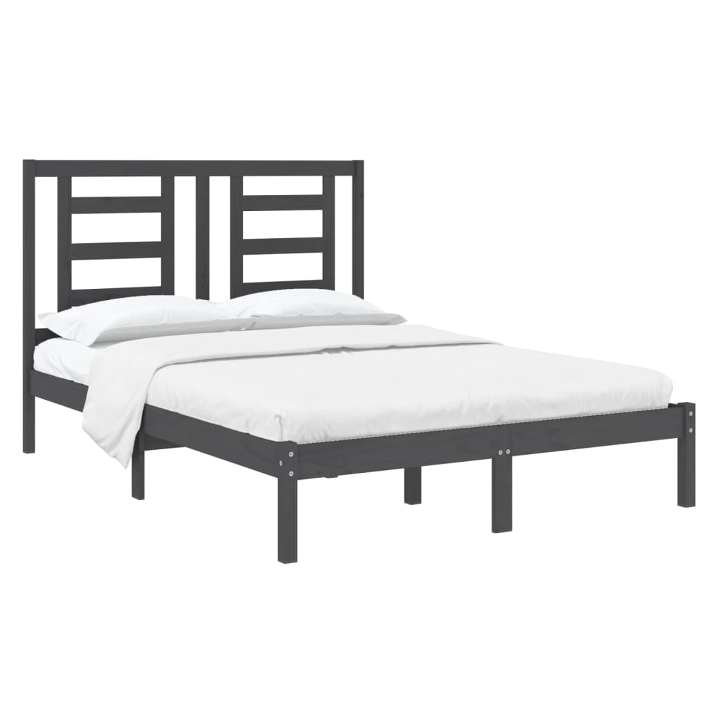 

vidaXL Bedframe massief hout grijs 120x190 cm 4FT Small Double