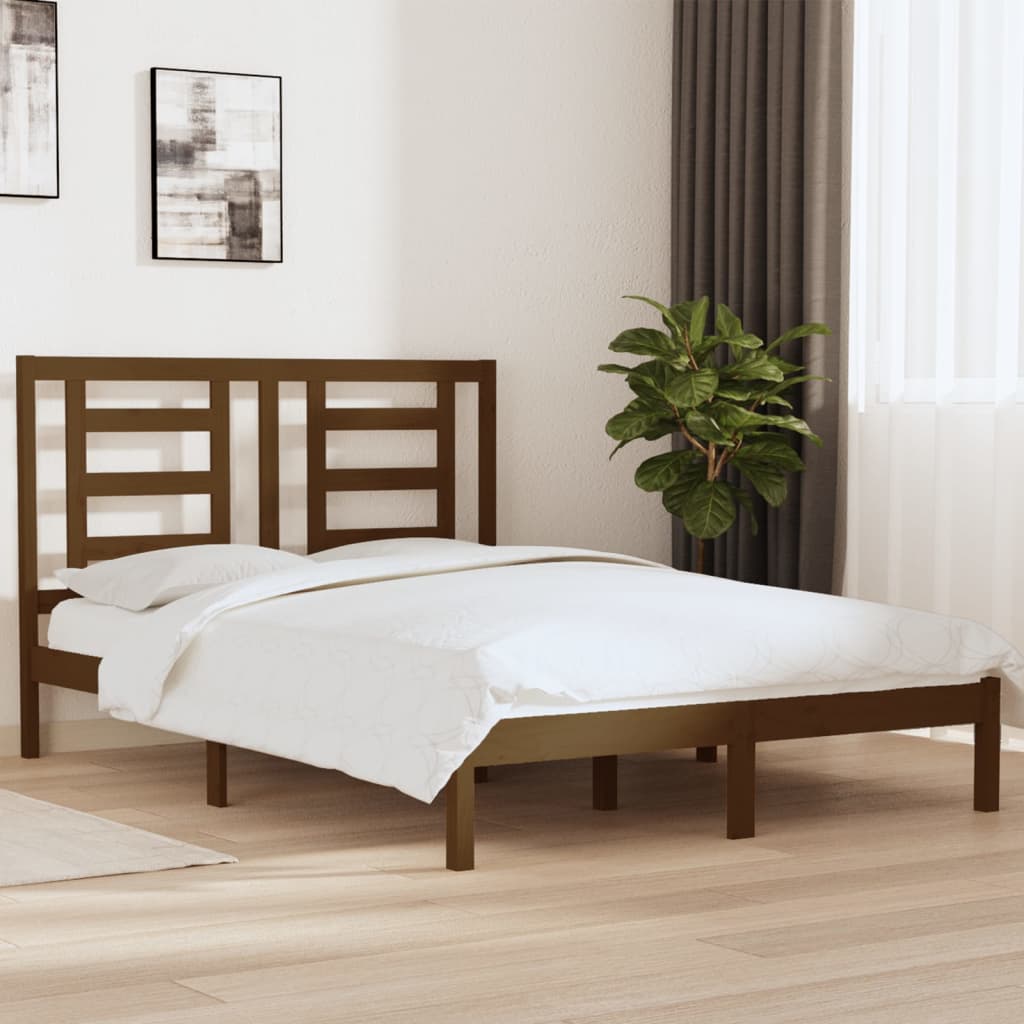 vidaXL Rám postele medově hnědý masivní borovice 135 x 190 cm Double