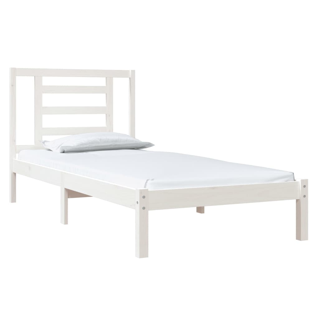 vidaXL Sängynrunko ilman patjaa valkoinen 90x200 cm täysi mänty