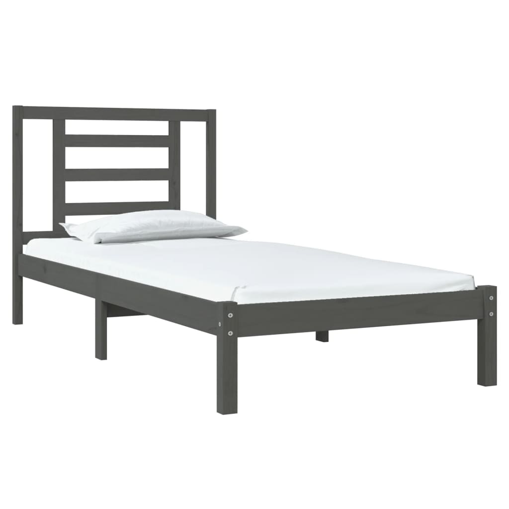 vidaXL Cadre de lit sans matelas gris 90x200 cm bois de pin massif