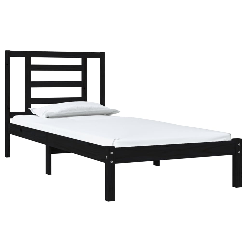 vidaXL Bedframe massief grenenhout zwart 100x200 cm afbeelding