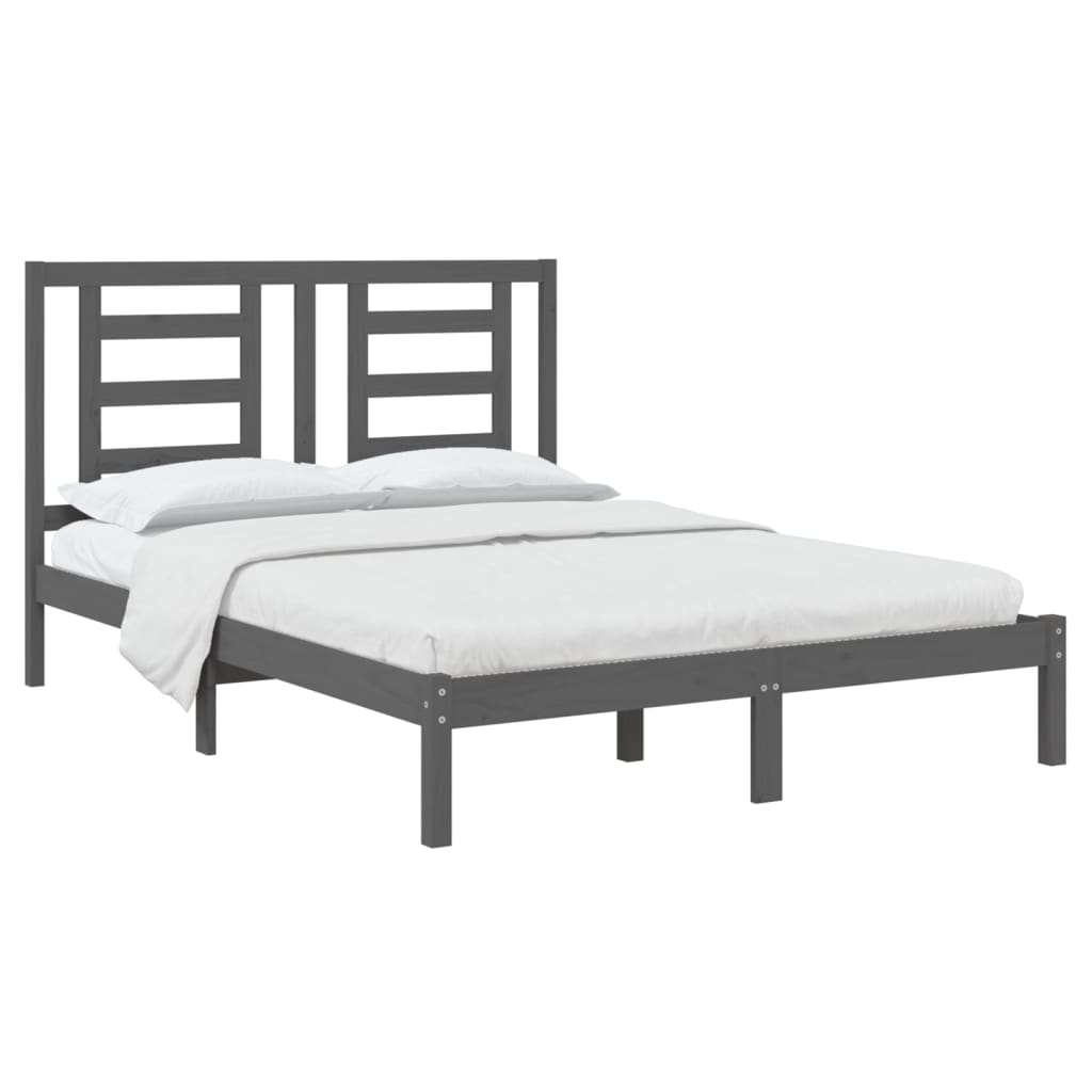 

vidaXL Bedframe massief grenenhout grijs 140x200 cm