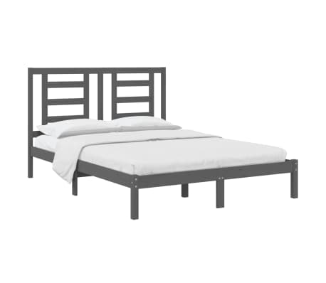 vidaXL Bedframe massief grenenhout grijs 150x200 cm
