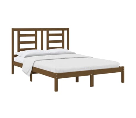 vidaXL Bed Frame Honey Brown Solid Wood Pine 150x200 cm King Size