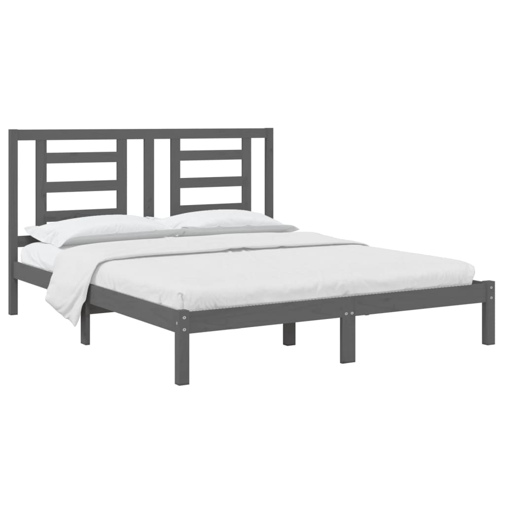 

vidaXL Bedframe massief grenenhout grijs 160x200 cm