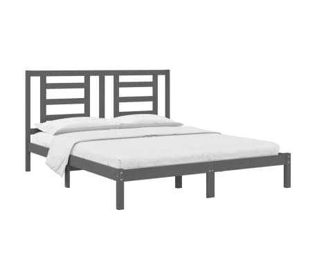 vidaXL Lovos rėmas, pilkas, 160x200cm, pu&scaron;ies medienos masyvas