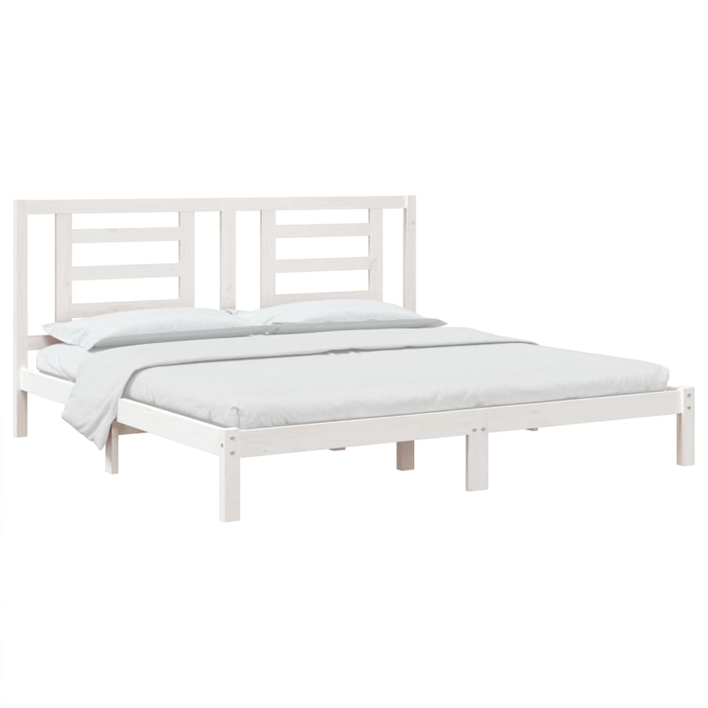 vidaXL Bedframe massief hout wit 180x200 cm afbeelding