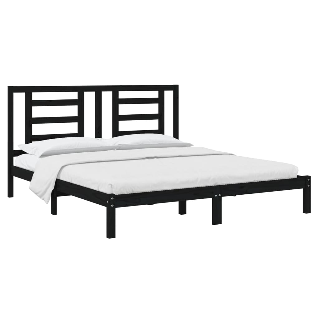 

vidaXL Bedframe massief hout zwart 180x200 cm 6FT Super King