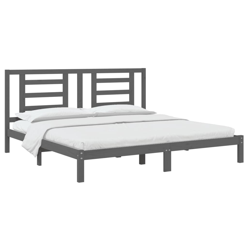 vidaXL Bedframe massief grenenhout grijs 200x200 cm afbeelding