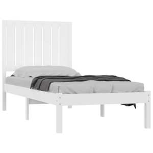 vidaXL Πλαίσιο Κρεβατιού Λευκό 75x190 εκ. Μασίφ Ξύλο Small Single