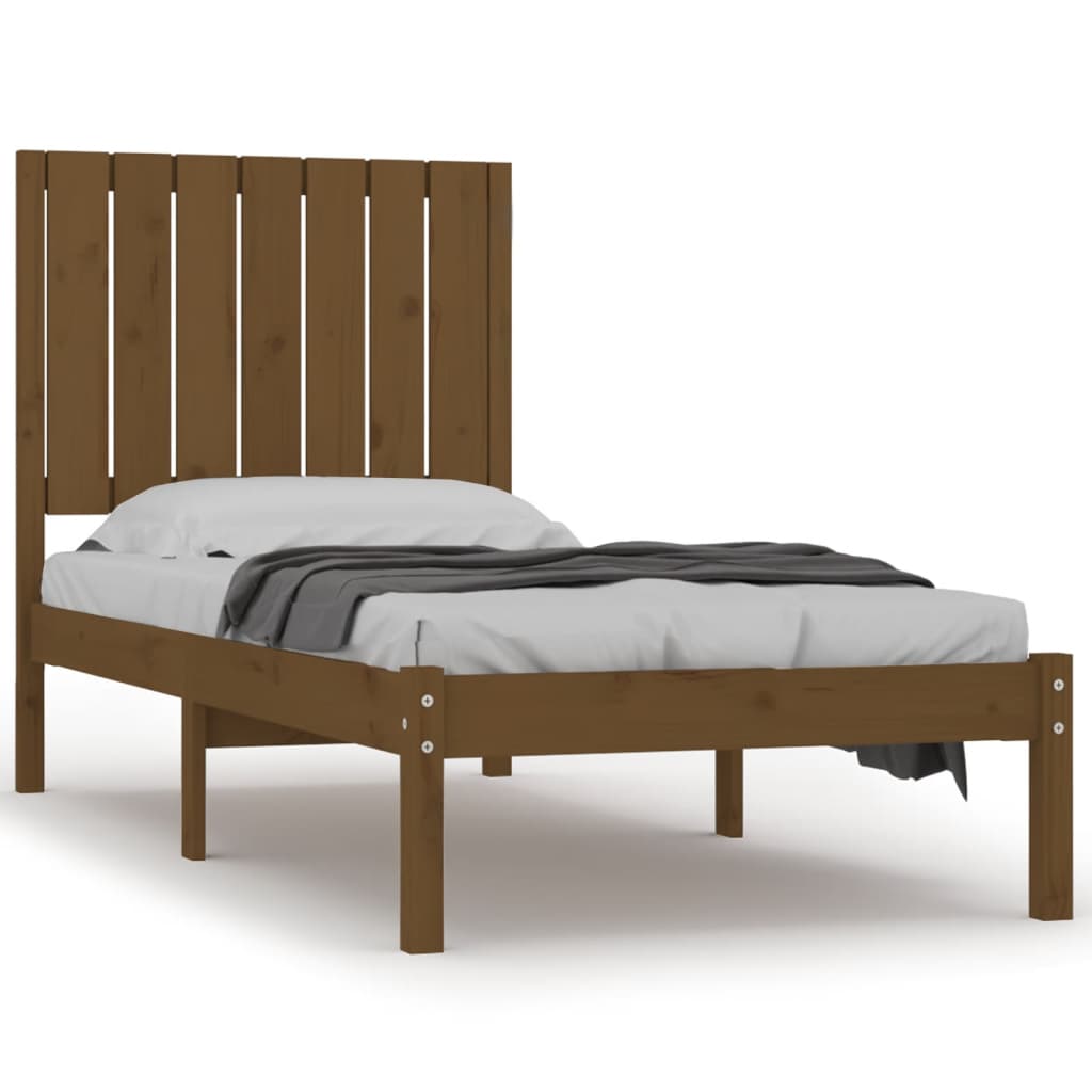 Rama łóżka, miodowy brąz, lite drewno, 75x190 cm, pojedyncza