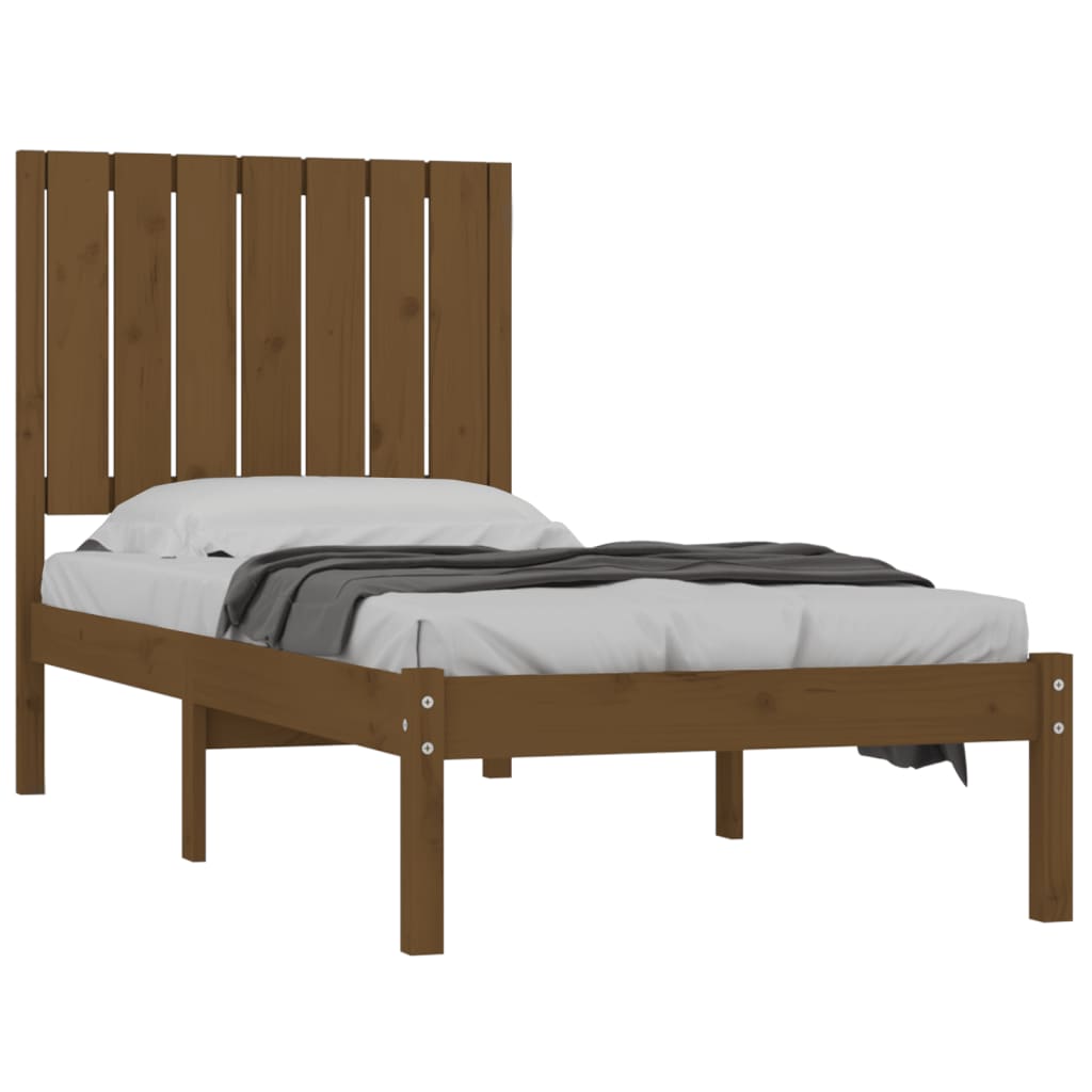 vidaXL Bed Frame Honey Brown Solid Wood 75x190cm Small Single