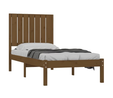 vidaXL Cadre de lit Marron miel Bois massif 75x190 cm Petit simple