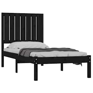 vidaXL Rama ł&oacute;żka, czarna, lite drewno, 75x190 cm, pojedyncza