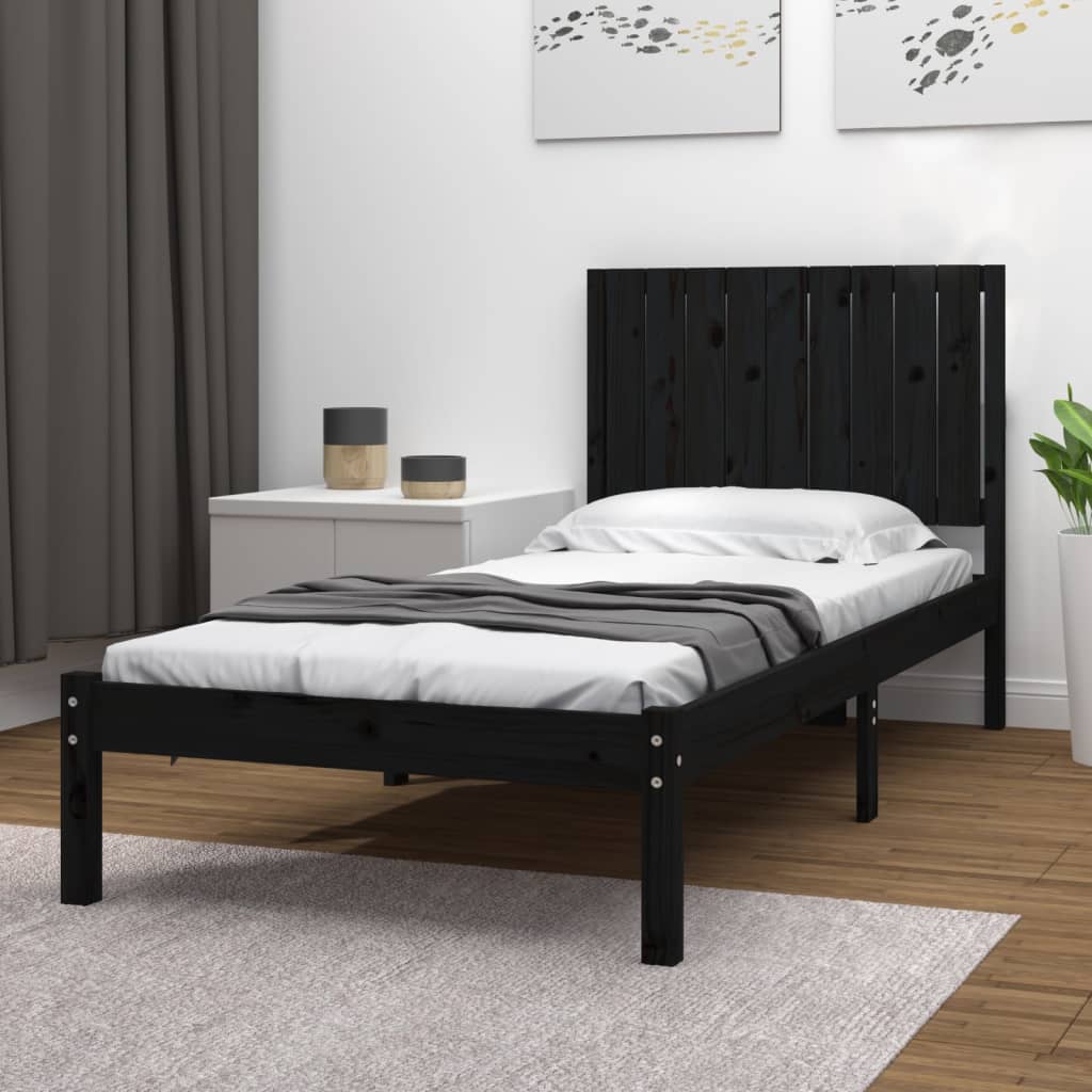 Rám postele černý masivní borovice 90 x 190 cm Single