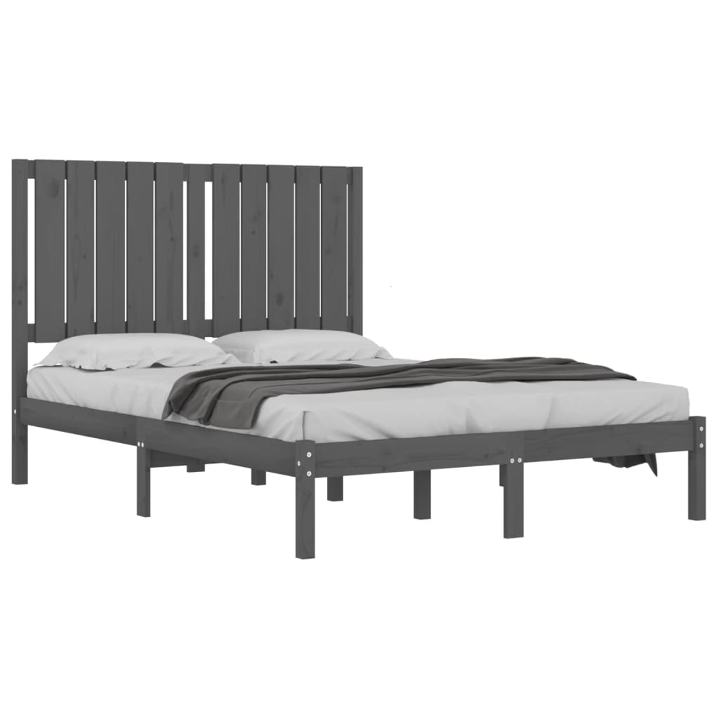 vidaXL Bedframe massief hout grijs 120x190 cm 4FT Small Double