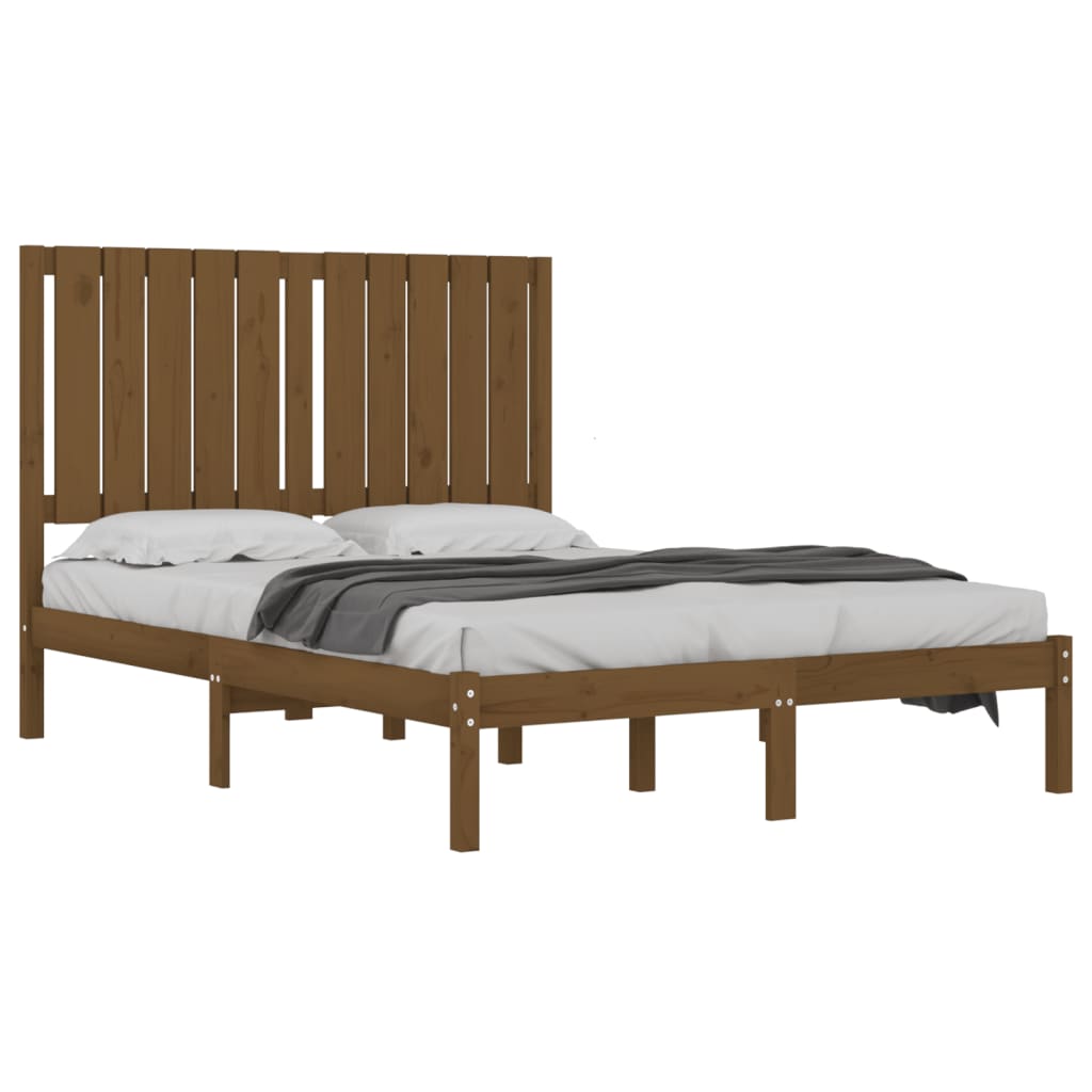 Rama łóżka, miodowy brąz, lite drewno, 120x190 cm, 4FT,podwójna