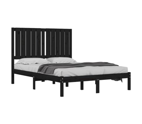 vidaXL Cadru de pat mic dublu, negru, 120x190 cm, lemn masiv