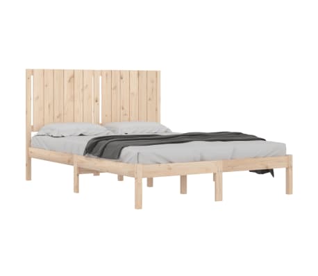 vidaXL Rama łóżka bez materaca, 135x190 cm, lite drewno sosnowe