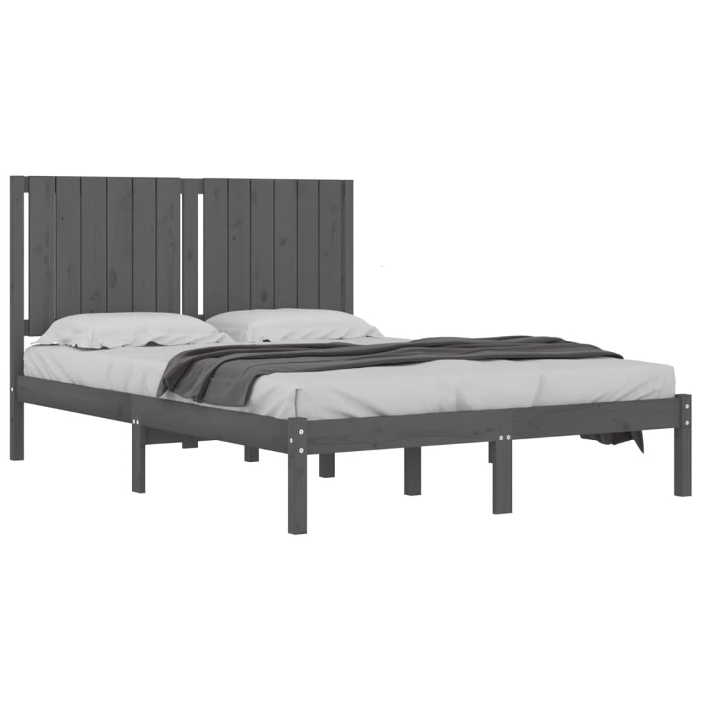 

vidaXL Bedframe massief grenenhout grijs 140x190 cm