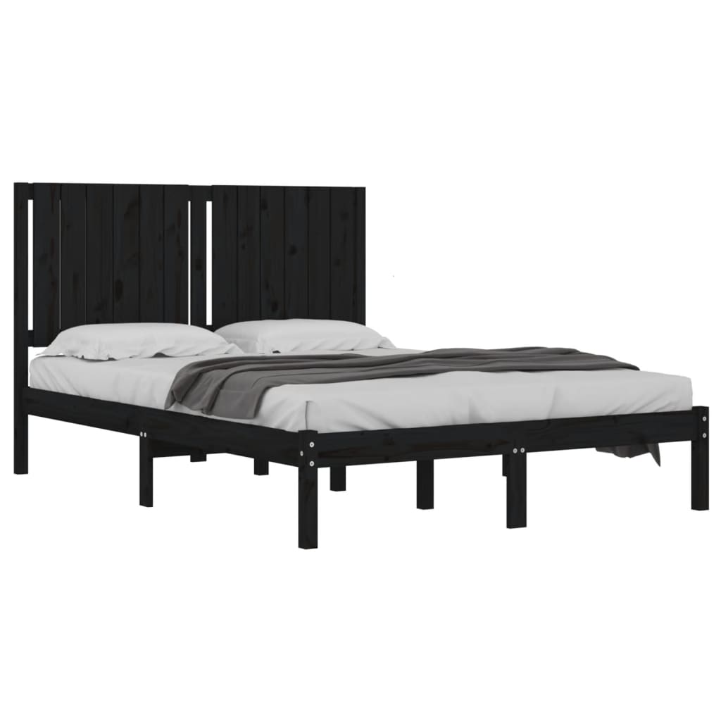 vidaXL Bedframe massief grenenhout zwart 140x190 cm afbeelding