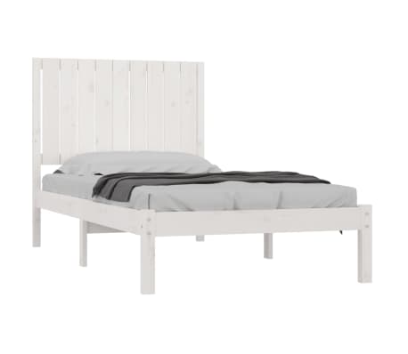 vidaXL Lovos rėmas be čiužinio, baltas, 90x200cm, pu&scaron;ies masyvas