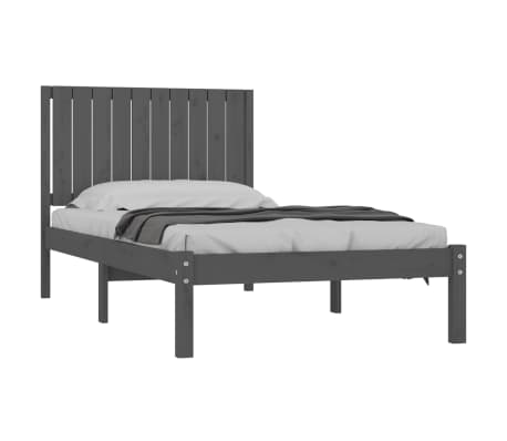 vidaXL Lovos rėmas, pilkos spalvos, 100x200cm, pu&scaron;ies medienos masyvas