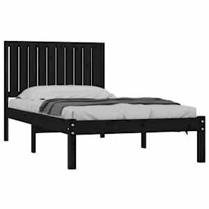 vidaXL Lovos rėmas, juodos spalvos, 100x200cm, pu&scaron;ies medienos masyvas
