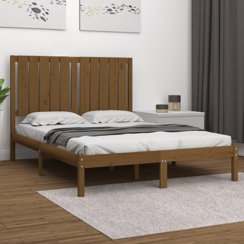 vidaXL Cadru de pat, maro miere, 120×200 cm, lemn masiv de pin