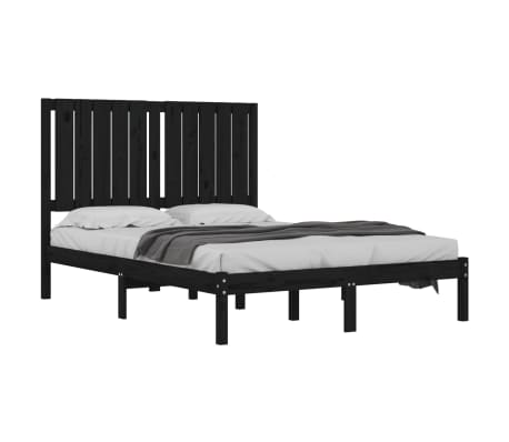vidaXL Rama ł&oacute;żka, czarna, lite drewno sosnowe, 120 x 200 cm