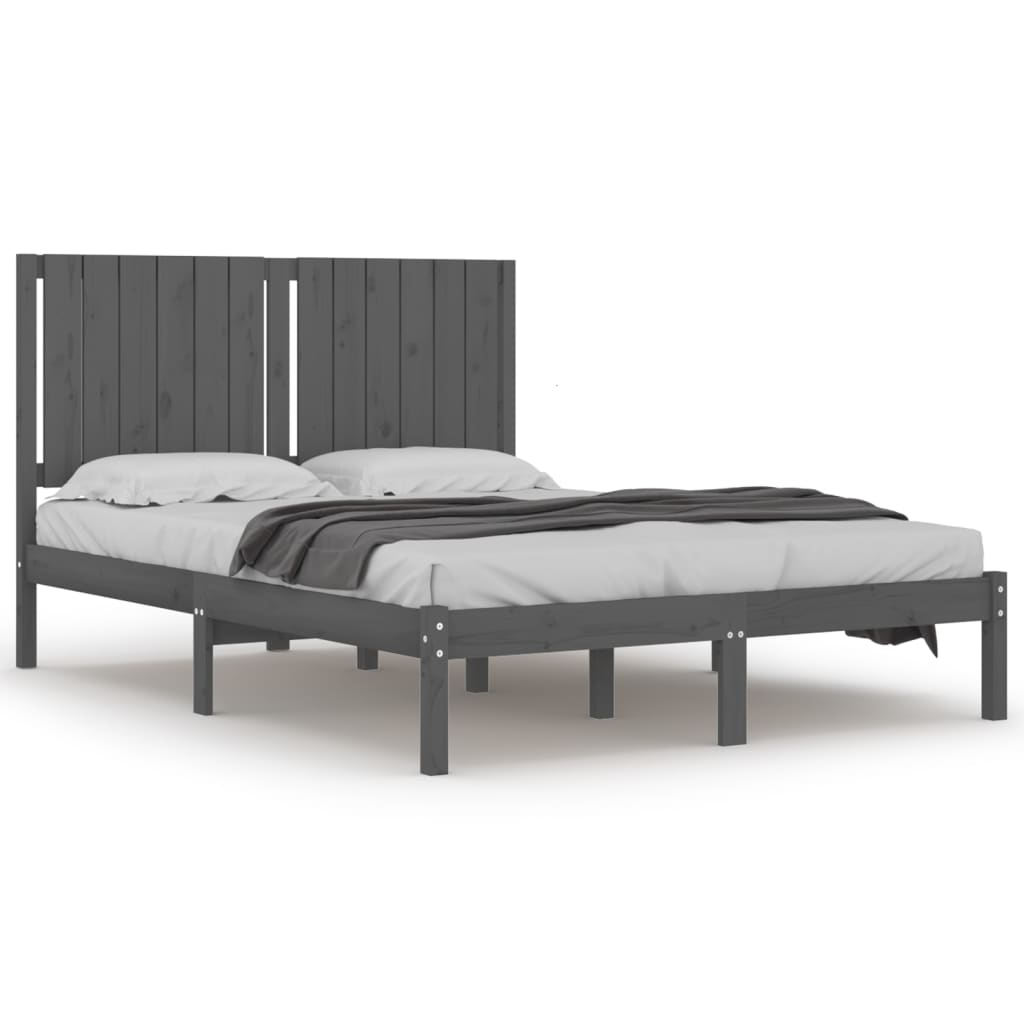 Rama łóżka, szara, lite drewno sosnowe, 140x200 cm