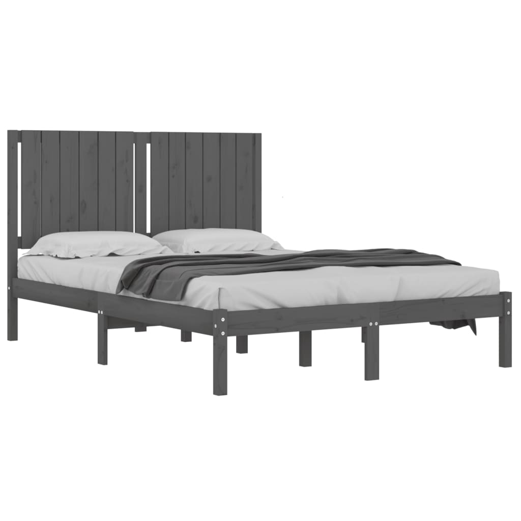 

vidaXL Bedframe massief grenenhout grijs 140x200 cm