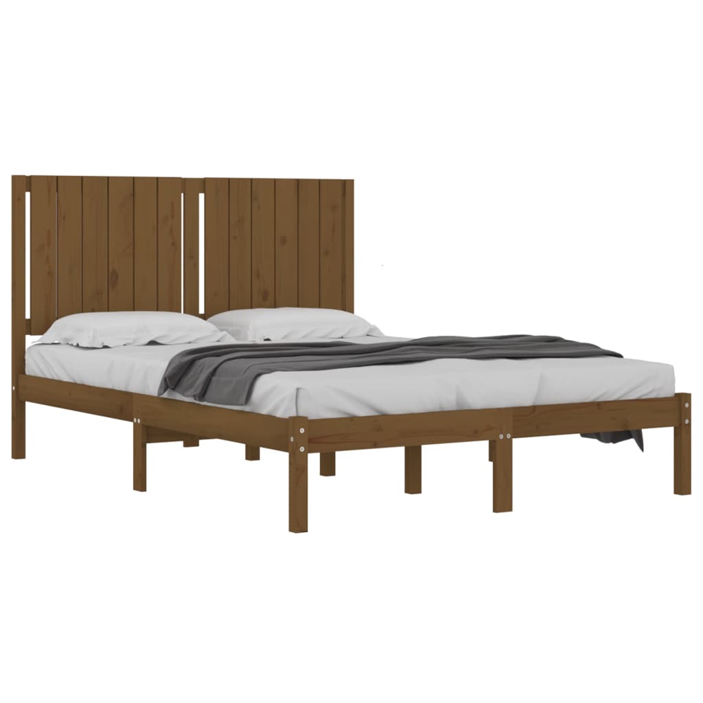 vidaXL Bed Frame Honey Brown Solid Wood Pine 140x200 cm