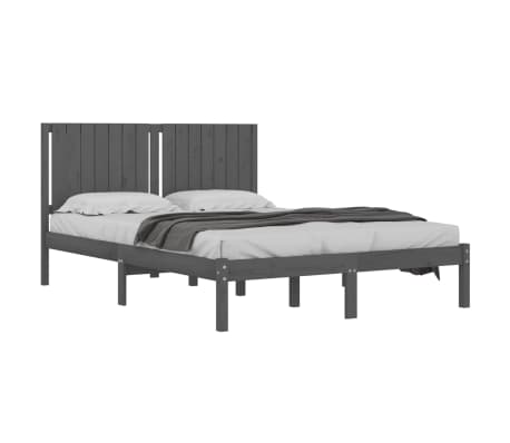 vidaXL Cadru de pat King Size, gri, 150x200 cm, lemn masiv