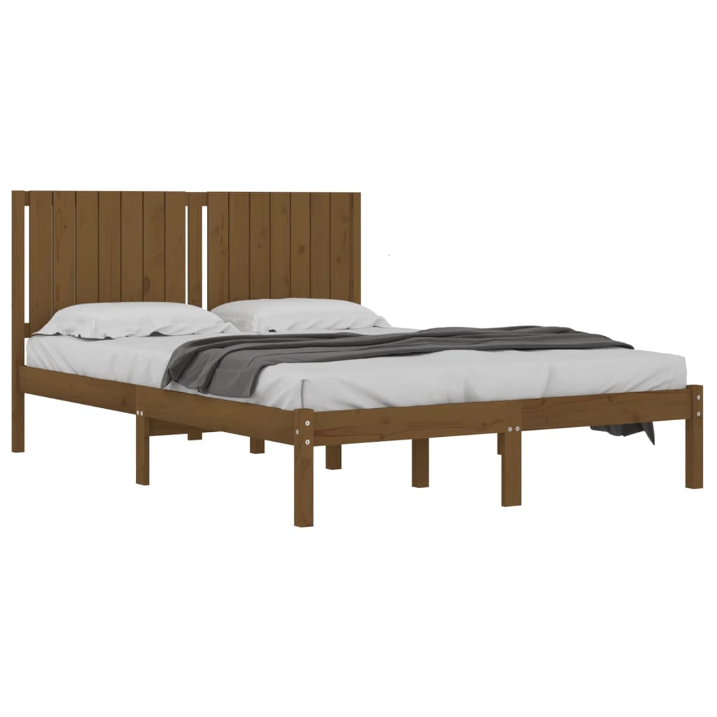 vidaXL Bed Frame Honey Brown Solid Wood 150x200 cm King Size