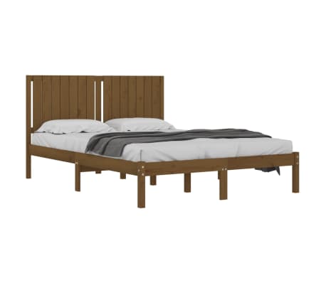 vidaXL Bed Frame Honey Brown Solid Wood 150x200 cm King Size