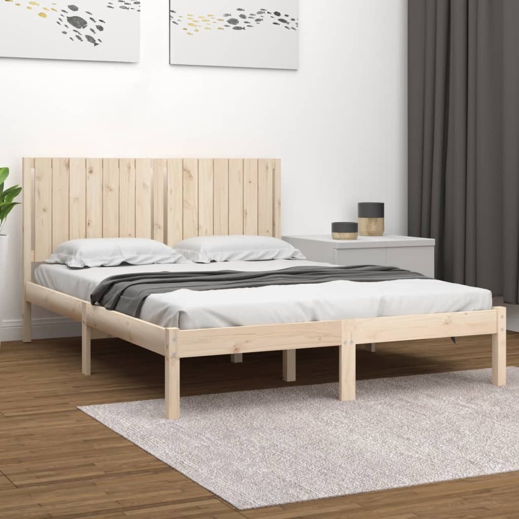 Sengeramme Uden Madras Massivt Fyrretræ - Naturfarvet / 160 x 200 cm