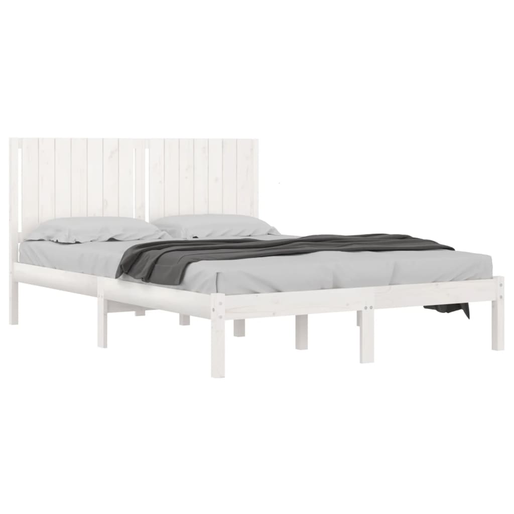 Cadru de pat, alb, 160x200 cm, lemn masiv de pin