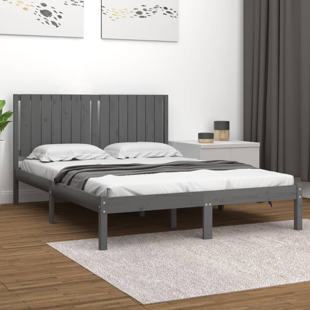 Rám postele šedý masivní borovice 160 x 200 cm