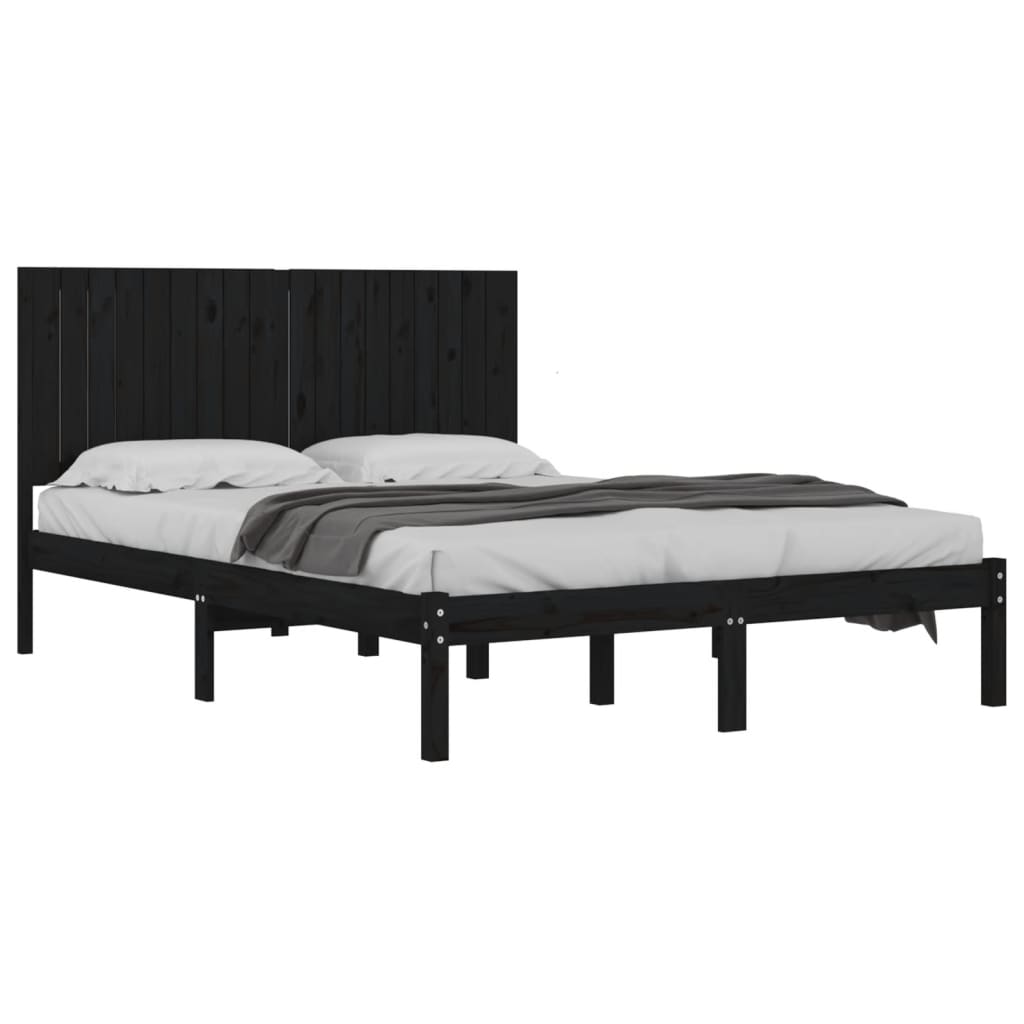 vidaXL Bedframe massief hout zwart 180x200 cm