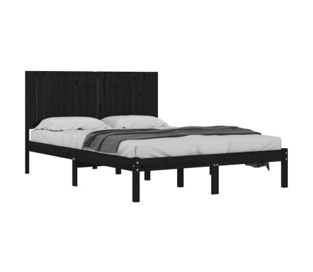 vidaXL Bed Frame Black Solid Wood 180x200 cm Super King Size