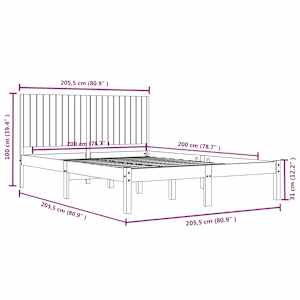 Postel bez matrace bílá 200 x 200 cm masivní borovice - obrázek 6