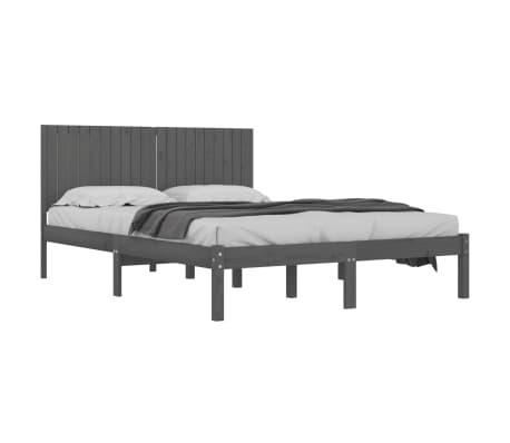 vidaXL Lovos rėmas, pilkos spalvos, 200x200cm, pu&scaron;ies medienos masyvas