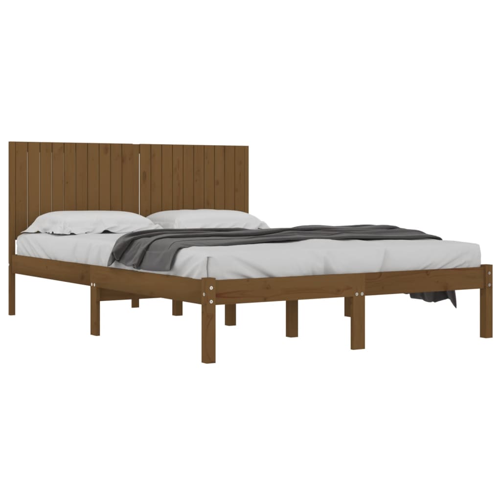 vidaXL Estrutura de cama 200x200 cm pinho maciço castanho mel