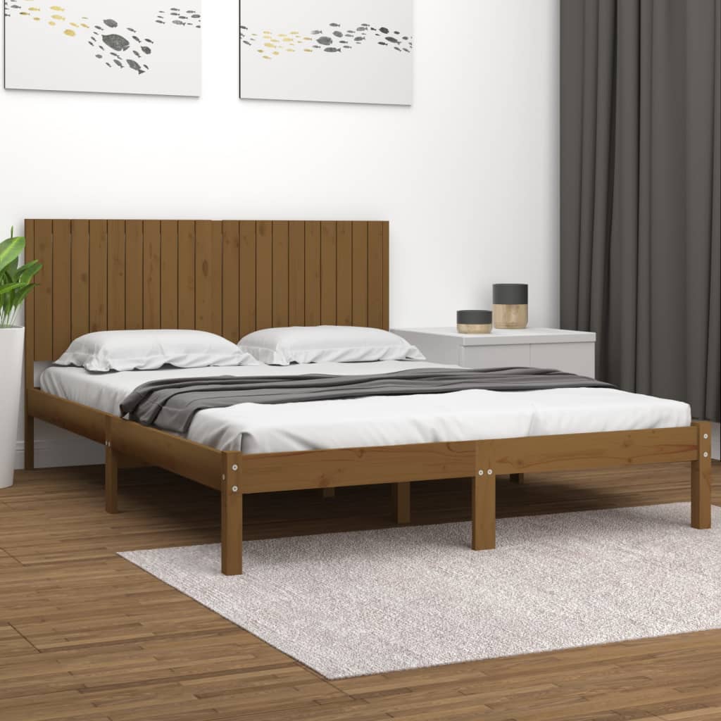 vidaXL Cadru de pat, maro miere, 200×200 cm, lemn masiv de pin vidaXL imagine 2022