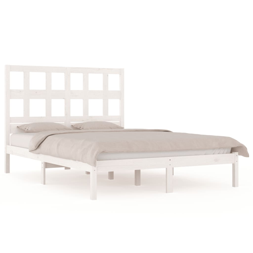 Rama łóżka, biała, lite drewno sosnowe, 120x190 cm, podwójna