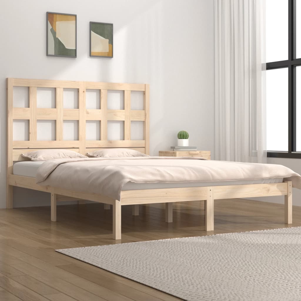 vidaXL Cadru de pat, 140×190 cm, lemn masiv de pin vidaXL imagine 2022
