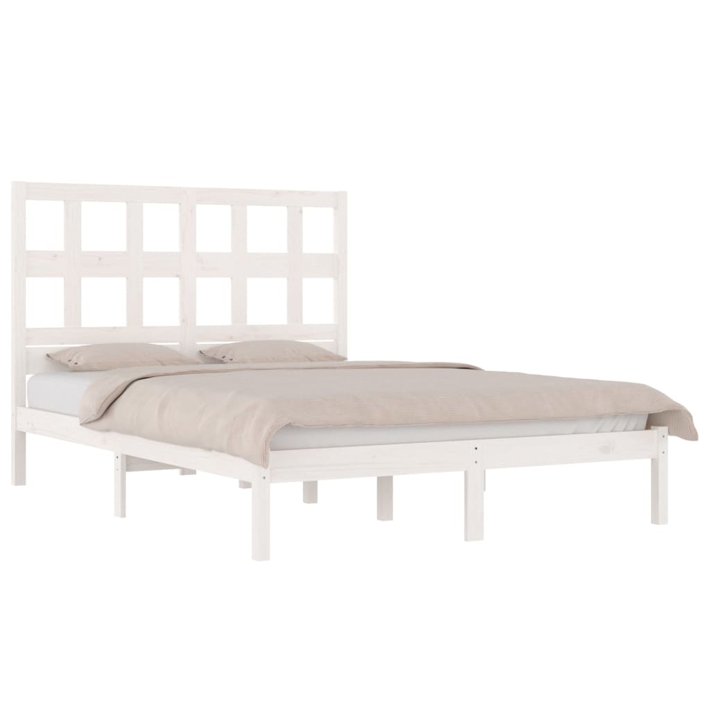 

vidaXL Bedframe massief grenenhout wit 140x190 cm