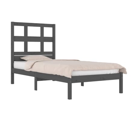 vidaXL Cadre de lit sans matelas gris 90x200 cm bois de pin massif